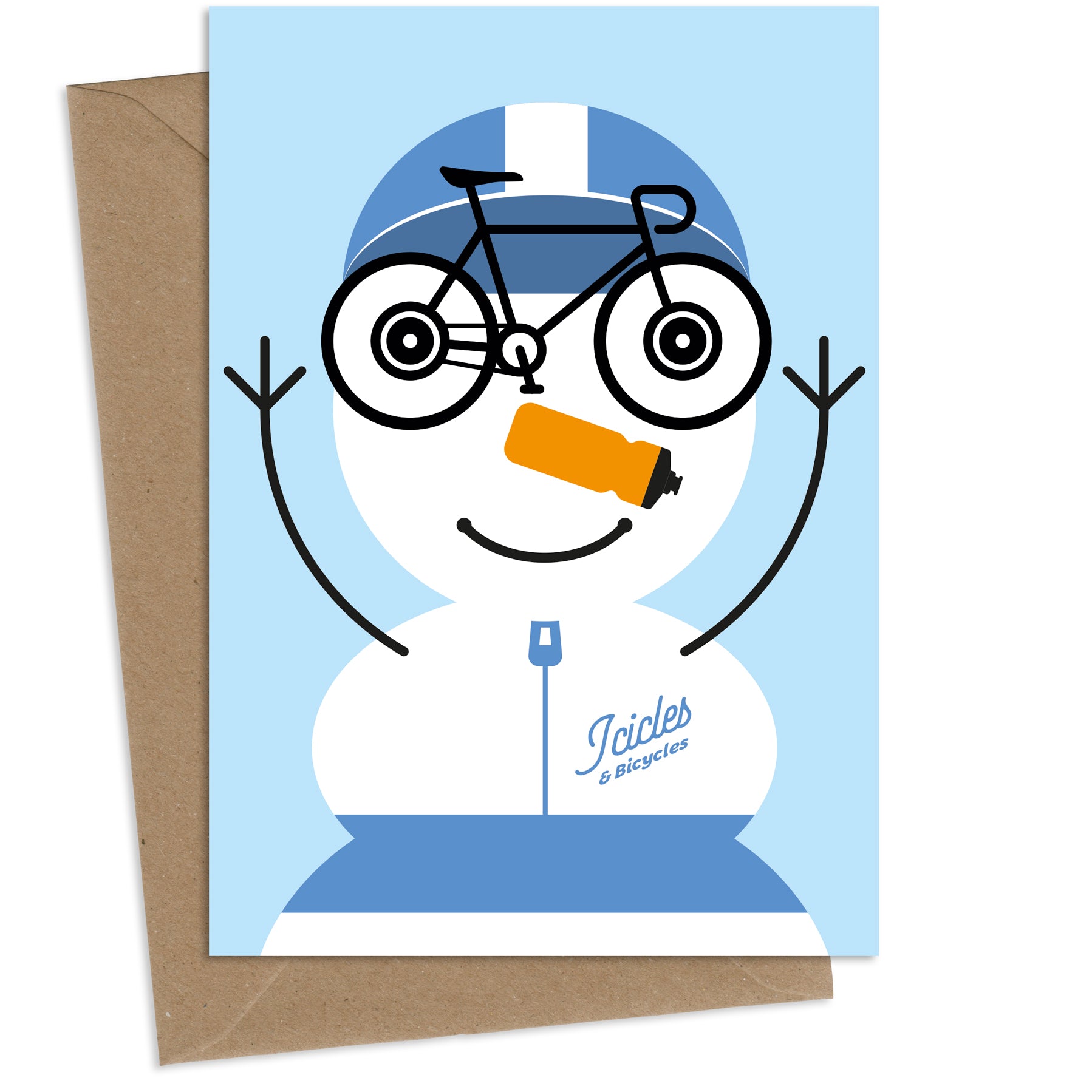 Cycling Snowman : Greeting Card